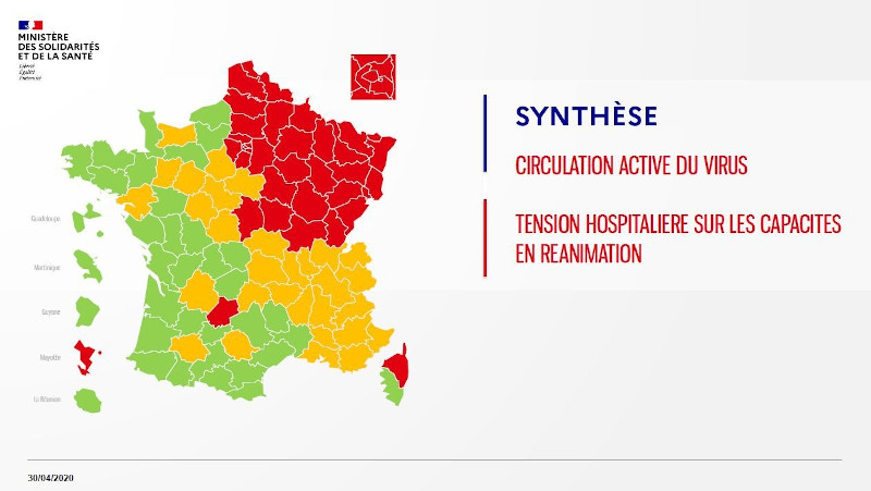 Carte de déconfinement provisoire du 30 avril 2020