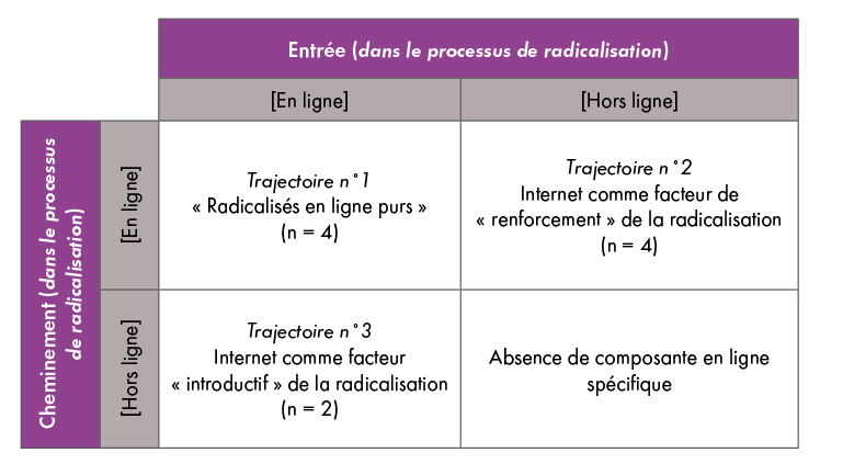 typologie des processus de radicalisation en lien avec le rôle d'Internet