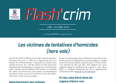 Publication du Flash'Crim n°31 sur les victimes de tentatives d'homicides