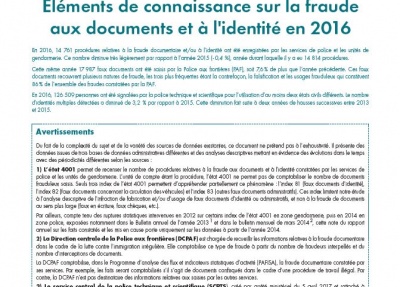 Éléments de connaissance sur la fraude aux documents et à l'identité en 2016