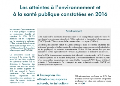 Les atteintes à l'environnement et à la santé publique constatées en 2016