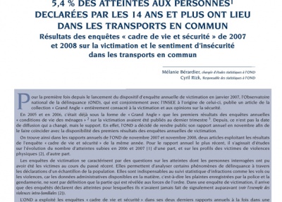 Atteintes aux personnes déclarées par les 14 ans et plus dans les transports en commun