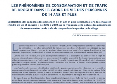 Les phénomènes de consommation et de trafic de drogue dans le cadre de vie