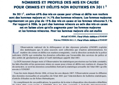 Nombre et profils des mis en cause pour crimes et délits non routiers en 2011