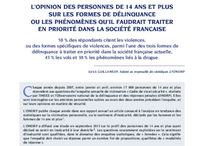 L'opinion des personnes de 14 ans et plus sur les formes de délinquance