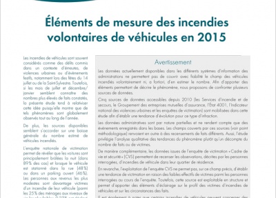 Éléments de mesure des incendies volontaires de véhicules en 2015