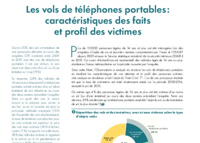 Les vols de téléphones portables : caractéristiques des faits et profil des victimes