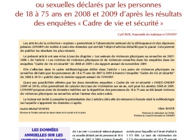 Les auteurs d'actes de violences physiques ou sexuelles déclarés par les personnes de 18 à 75 ans en 2008 et 2009