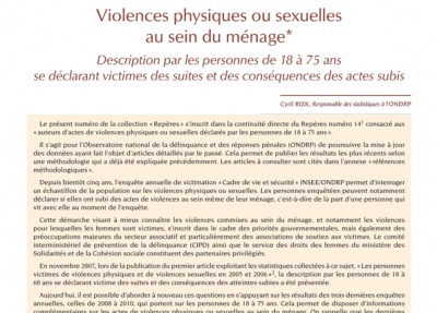 Violences physiques ou sexuelles au sein du ménage