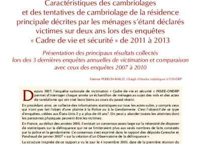 Caractéristiques des cambriolages et des tentatives de cambriolage de la résidence principale