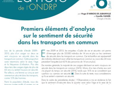 Premiers éléments d'analyse sur le sentiment de sécurité dans les transports en commun