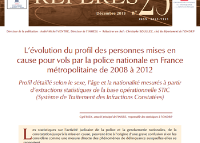 L'évolution du profil des personnes mises en cause pour vols de 2008 à 2012