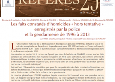 Les faits constatés d'homicides « hors tentative » enregistrés de 1996 à 2013