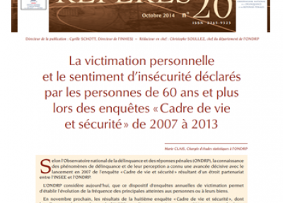 La victimation personnelle et le sentiment d'insécurité déclarés par les personnes de 60 ans et plus