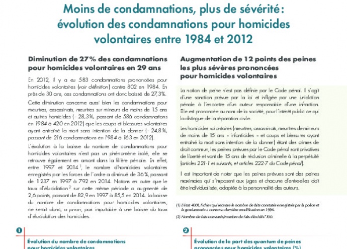 Moins de condamnations, plus de sévérité : évolution des condamnations pour homicides volontaires entre 1984 et 2012