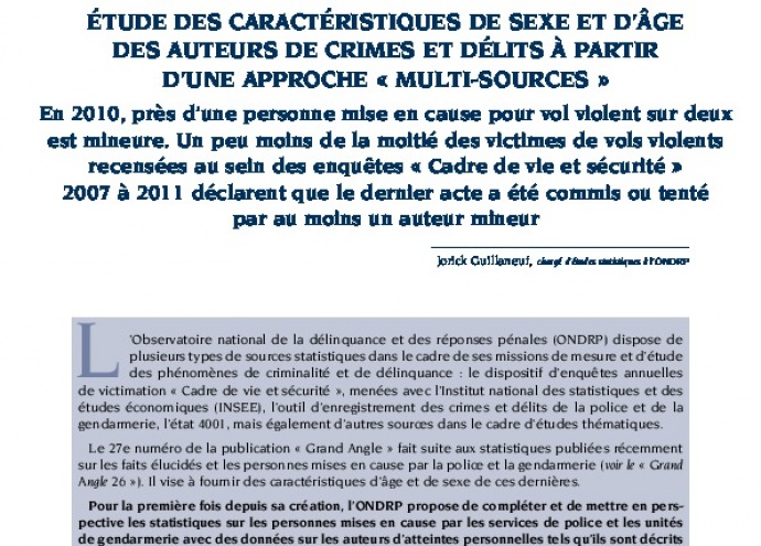 Etude des caractéristiques de sexe et d'âge des auteurs de crimes et délits