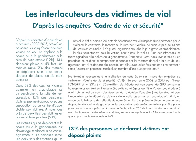 Les interlocuteurs des victimes de viol