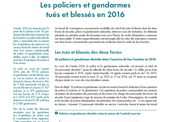 Les policiers et gendarmes blessés et tués en 2016