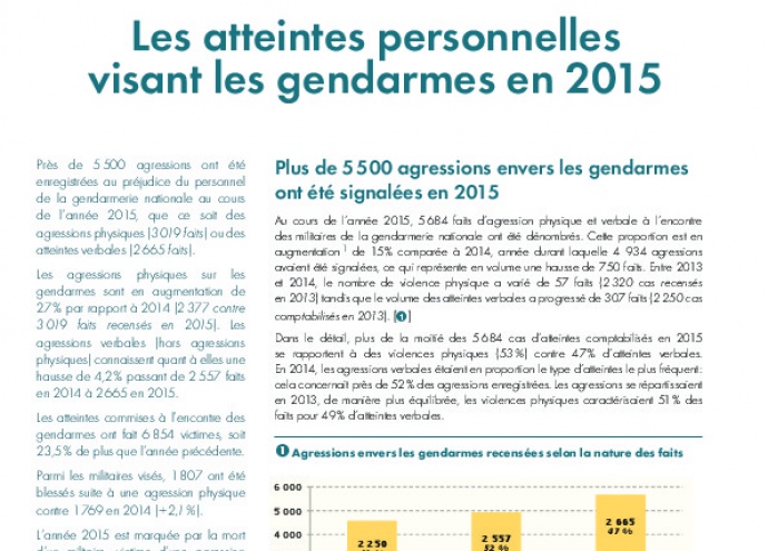 Les atteintes personnelles visant les gendarmes en 2015