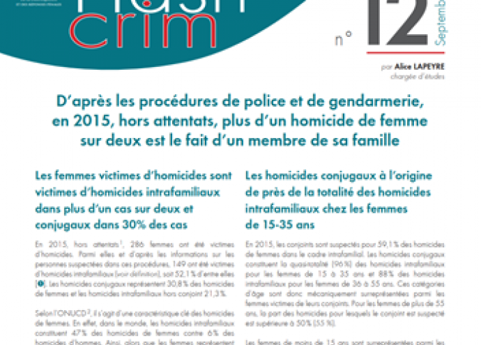 Les femmes victimes d'homicides en 2015