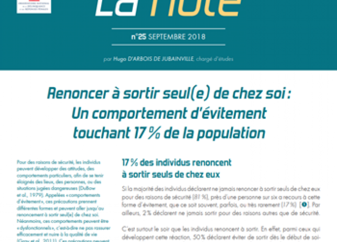 Renoncer à sortir seul·e de chez soi : Un comportement d'évitement touchant 17 % de la population