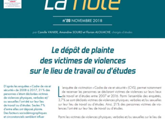 Le dépôt de plainte des victimes de violences sur le lieu de travail ou d'études