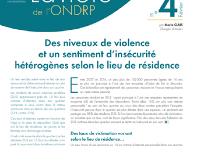 Des niveaux de violence et un sentiment d'insécurité hétérogènes selon le lieu de résidence